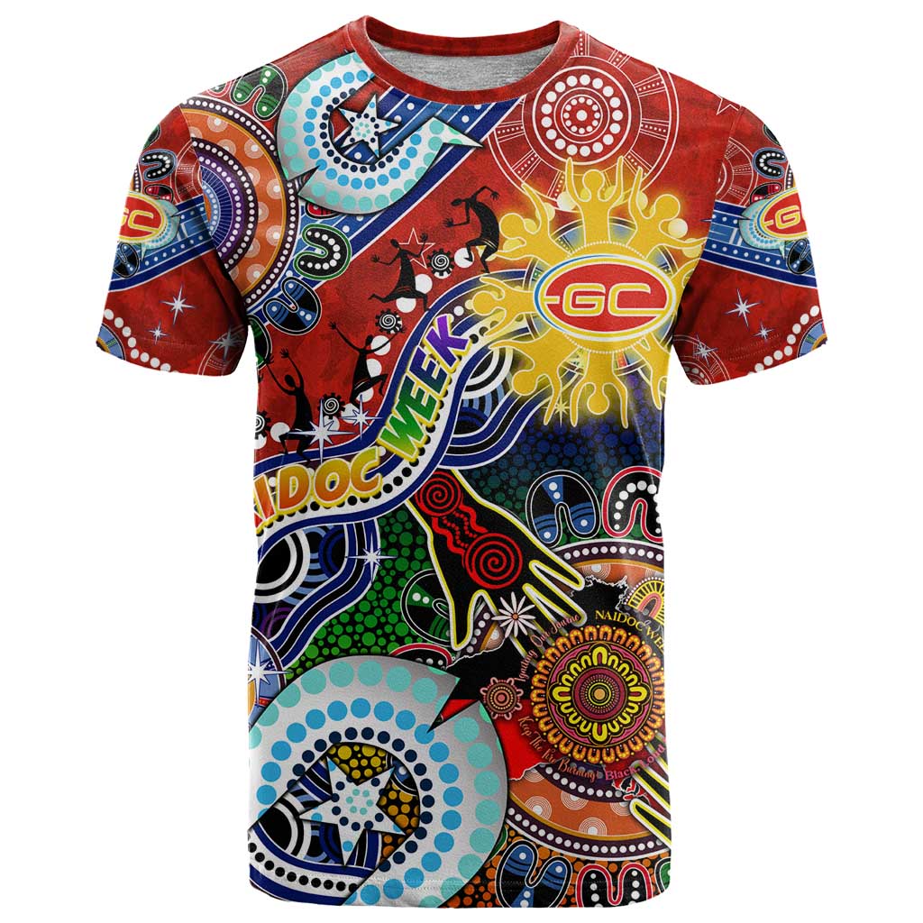 Custom NAIDOC Week 2024 Gold Coast Suns T Shirt Australia Aboriginal Dot Painting - Vibe Hoodie Shop