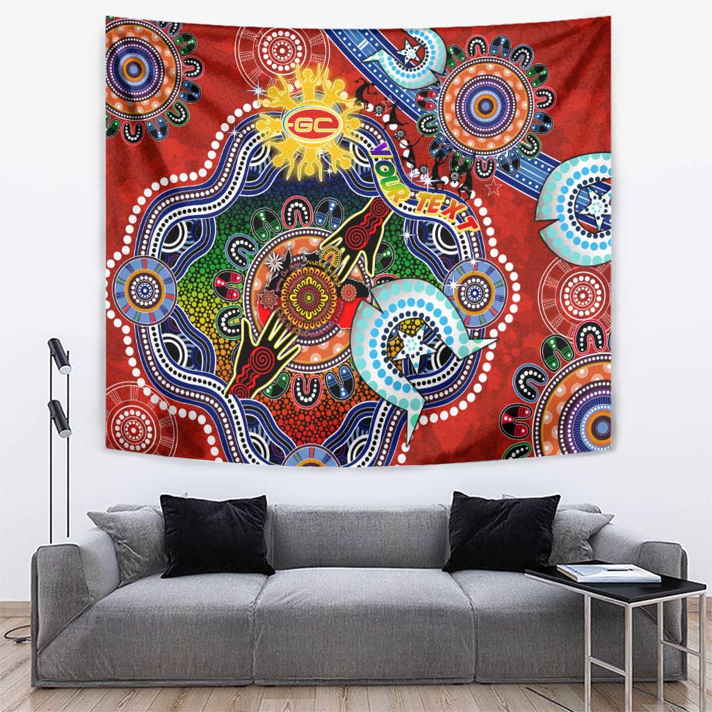 Custom NAIDOC Week 2024 Gold Coast Suns Tapestry Australia Aboriginal Dot Painting - Vibe Hoodie Shop