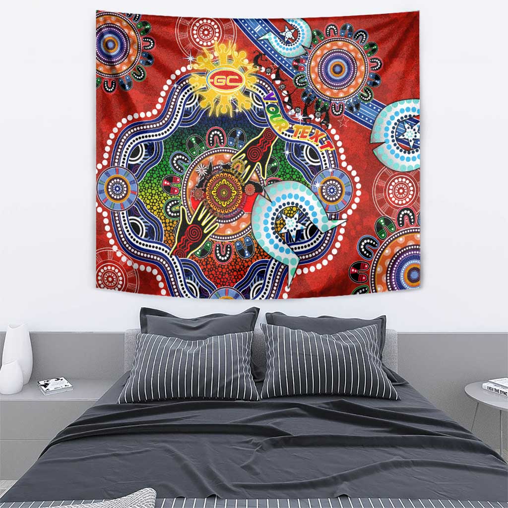 Custom NAIDOC Week 2024 Gold Coast Suns Tapestry Australia Aboriginal Dot Painting - Vibe Hoodie Shop