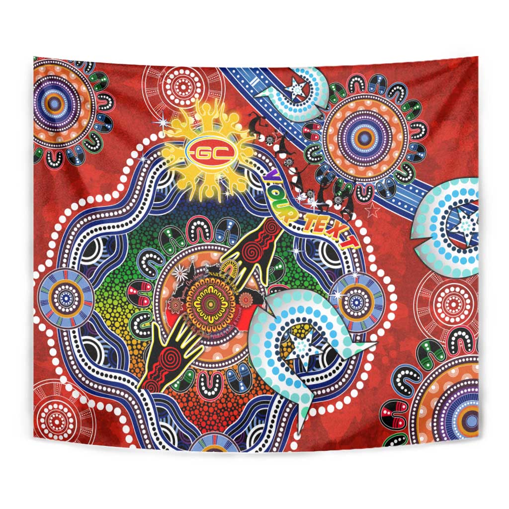 Custom NAIDOC Week 2024 Gold Coast Suns Tapestry Australia Aboriginal Dot Painting - Vibe Hoodie Shop