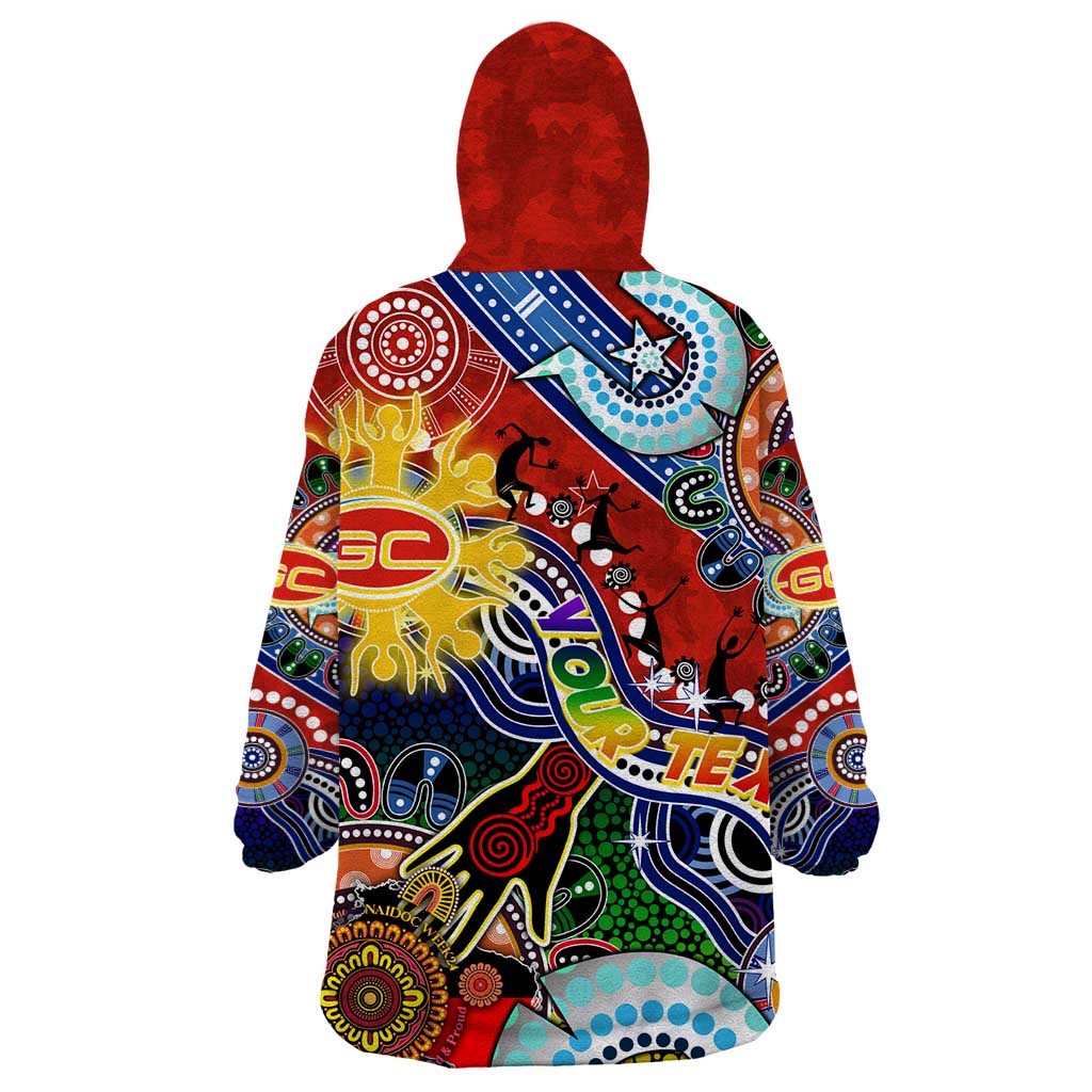 Custom NAIDOC Week 2024 Gold Coast Suns Wearable Blanket Hoodie Australia Aboriginal Dot Painting - Vibe Hoodie Shop