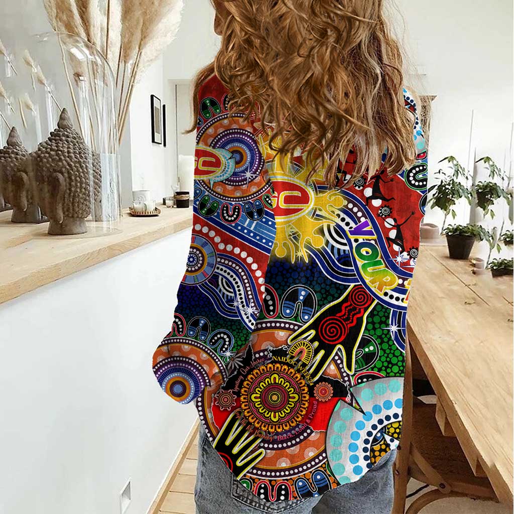 Custom NAIDOC Week 2024 Gold Coast Suns Women Casual Shirt Australia Aboriginal Dot Painting - Vibe Hoodie Shop