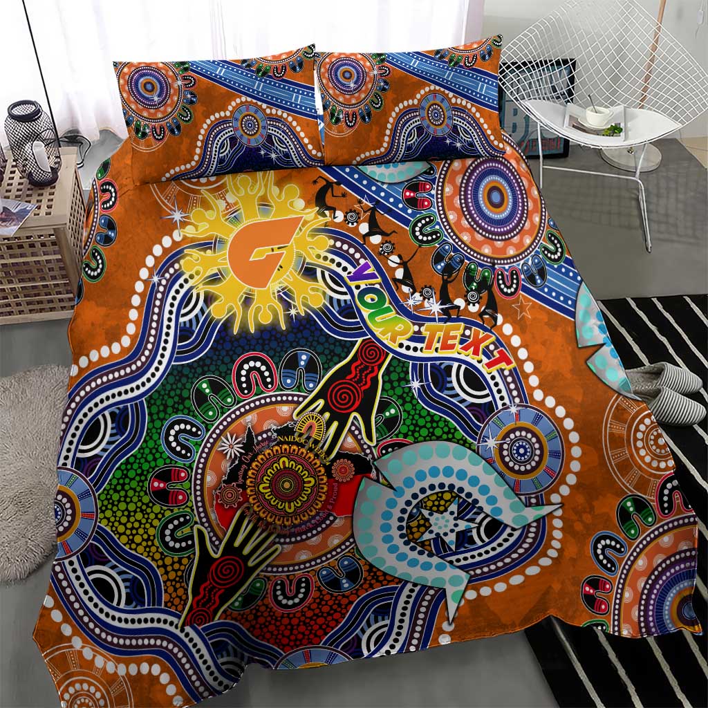Custom NAIDOC Week 2024 GWS Giants Bedding Set Australia Aboriginal Dot Painting - Vibe Hoodie Shop