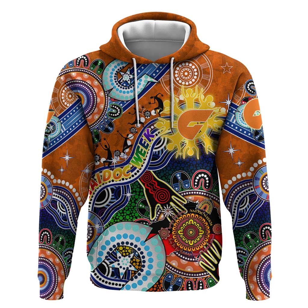 Custom NAIDOC Week 2024 GWS Giants Hoodie Australia Aboriginal Dot Painting - Vibe Hoodie Shop