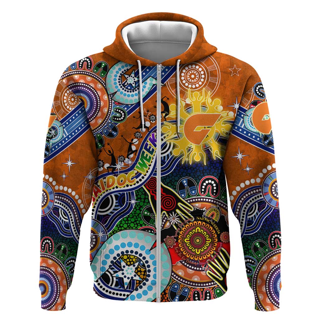 Custom NAIDOC Week 2024 GWS Giants Hoodie Australia Aboriginal Dot Painting - Vibe Hoodie Shop