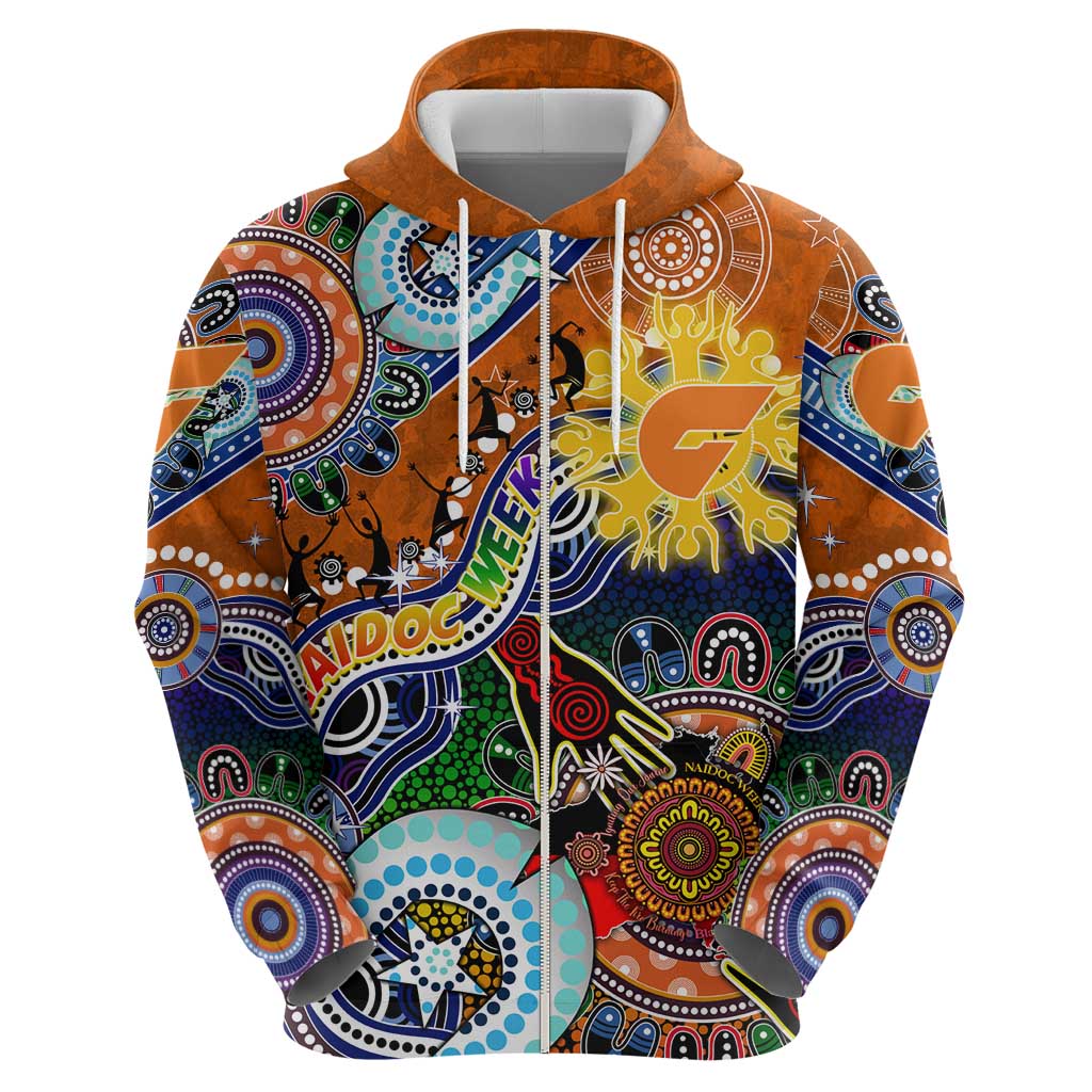 Custom NAIDOC Week 2024 GWS Giants Hoodie Australia Aboriginal Dot Painting - Vibe Hoodie Shop