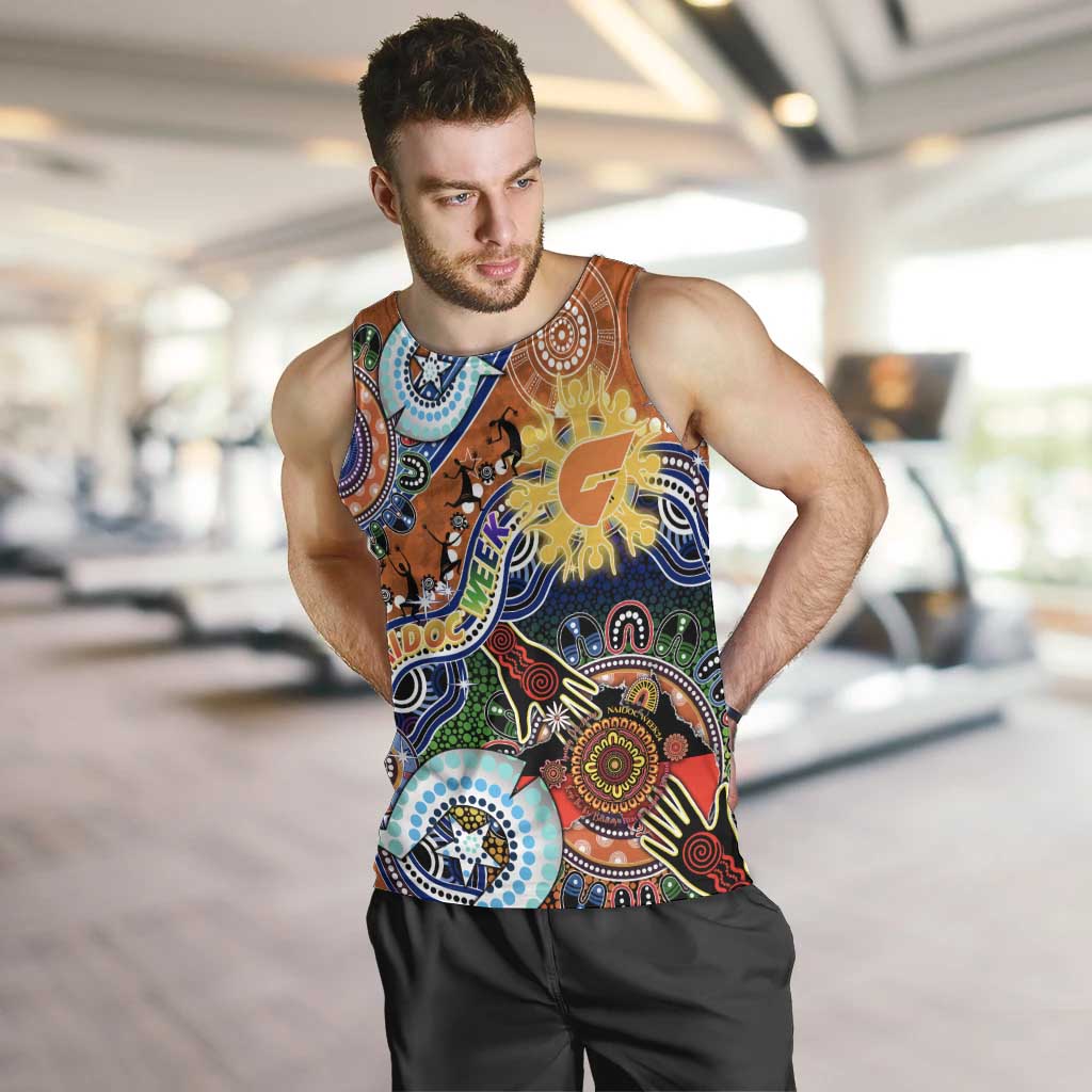 Custom NAIDOC Week 2024 GWS Giants Men Tank Top Australia Aboriginal Dot Painting - Vibe Hoodie Shop