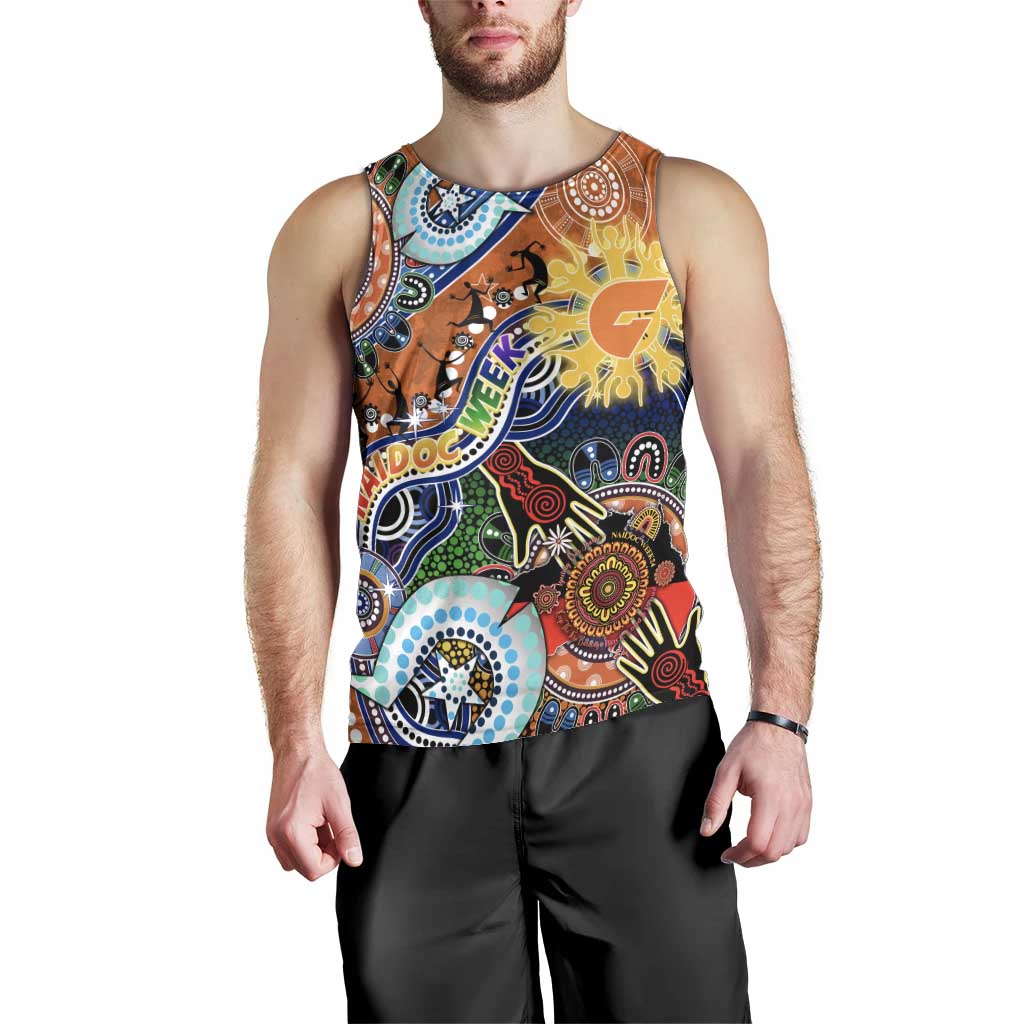 Custom NAIDOC Week 2024 GWS Giants Men Tank Top Australia Aboriginal Dot Painting - Vibe Hoodie Shop