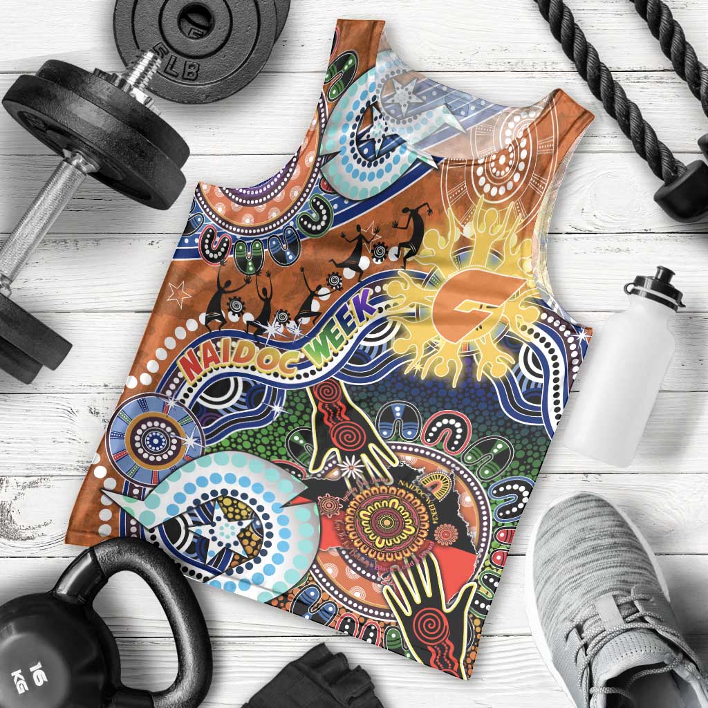 Custom NAIDOC Week 2024 GWS Giants Men Tank Top Australia Aboriginal Dot Painting - Vibe Hoodie Shop