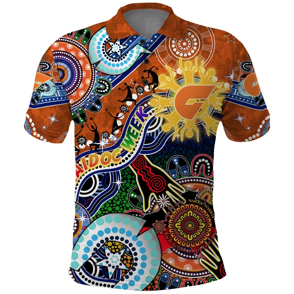 Custom NAIDOC Week 2024 GWS Giants Polo Shirt Australia Aboriginal Dot Painting - Vibe Hoodie Shop