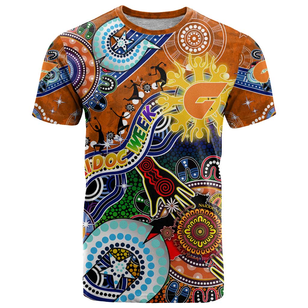 Custom NAIDOC Week 2024 GWS Giants T Shirt Australia Aboriginal Dot Painting - Vibe Hoodie Shop