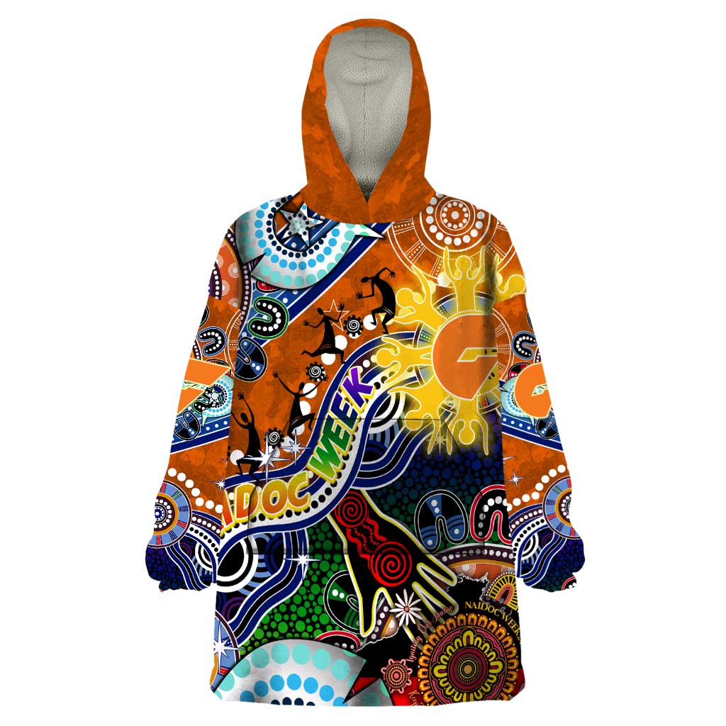 Custom NAIDOC Week 2024 GWS Giants Wearable Blanket Hoodie Australia Aboriginal Dot Painting - Vibe Hoodie Shop