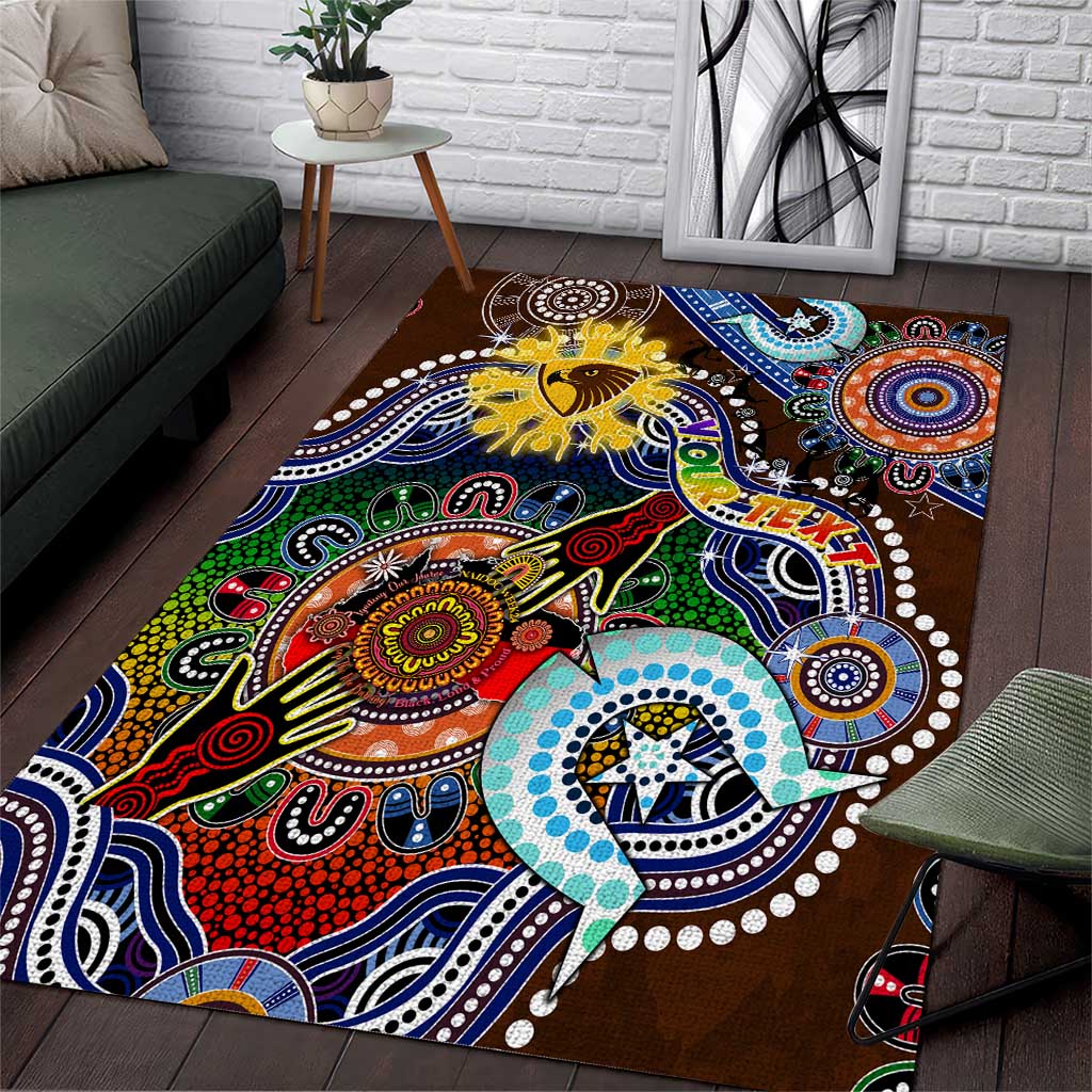 Custom NAIDOC Week 2024 Hawthorn Hawks Area Rug Australia Aboriginal Dot Painting - Vibe Hoodie Shop