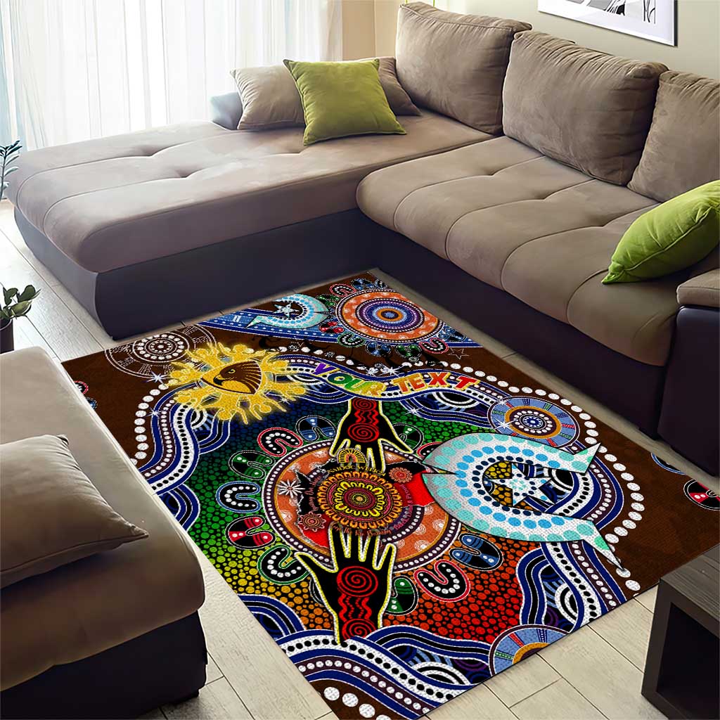 Custom NAIDOC Week 2024 Hawthorn Hawks Area Rug Australia Aboriginal Dot Painting - Vibe Hoodie Shop