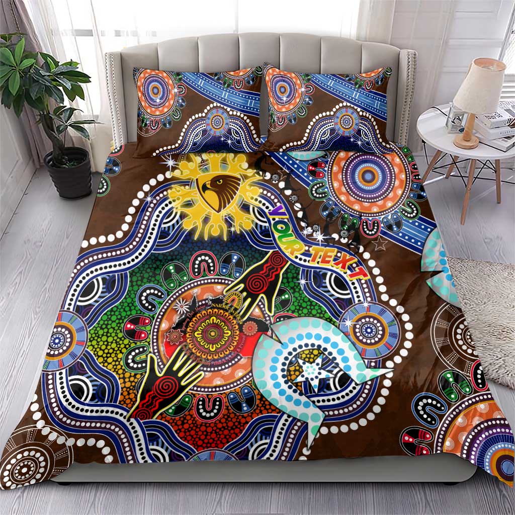 Custom NAIDOC Week 2024 Hawthorn Hawks Bedding Set Australia Aboriginal Dot Painting - Vibe Hoodie Shop
