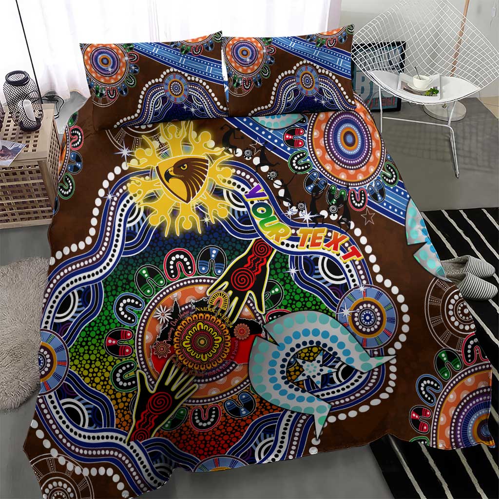 Custom NAIDOC Week 2024 Hawthorn Hawks Bedding Set Australia Aboriginal Dot Painting - Vibe Hoodie Shop