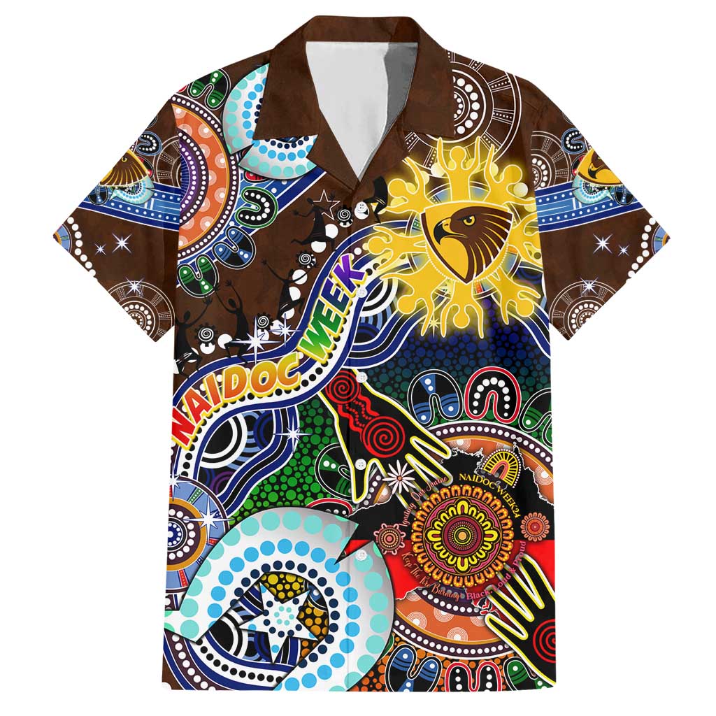 Custom NAIDOC Week 2024 Hawthorn Hawks Hawaiian Shirt Australia Aboriginal Dot Painting - Vibe Hoodie Shop