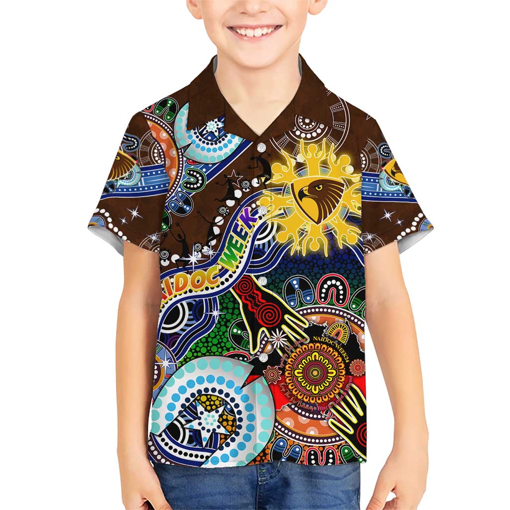 Custom NAIDOC Week 2024 Hawthorn Hawks Hawaiian Shirt Australia Aboriginal Dot Painting - Vibe Hoodie Shop