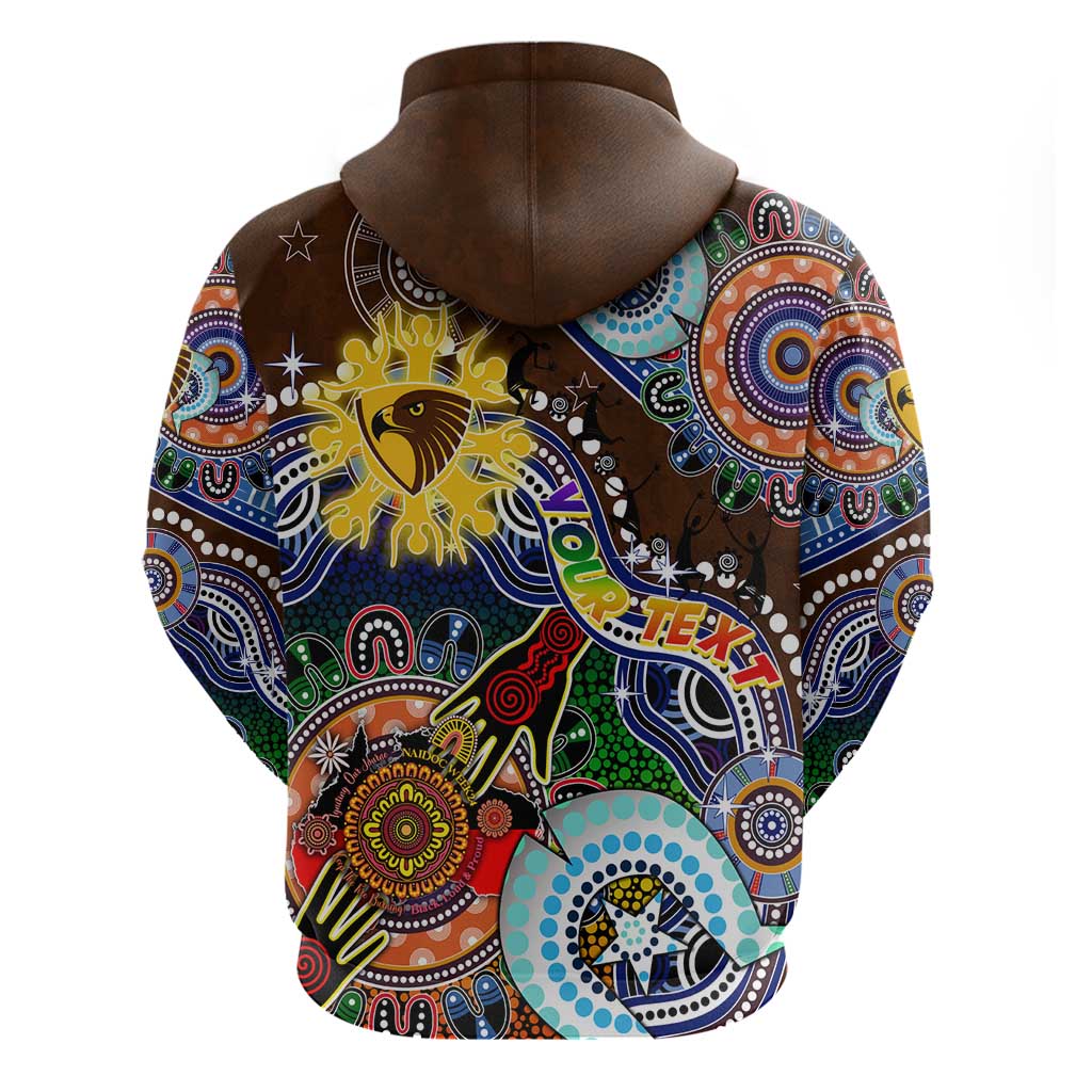 Custom NAIDOC Week 2024 Hawthorn Hawks Hoodie Australia Aboriginal Dot Painting - Vibe Hoodie Shop