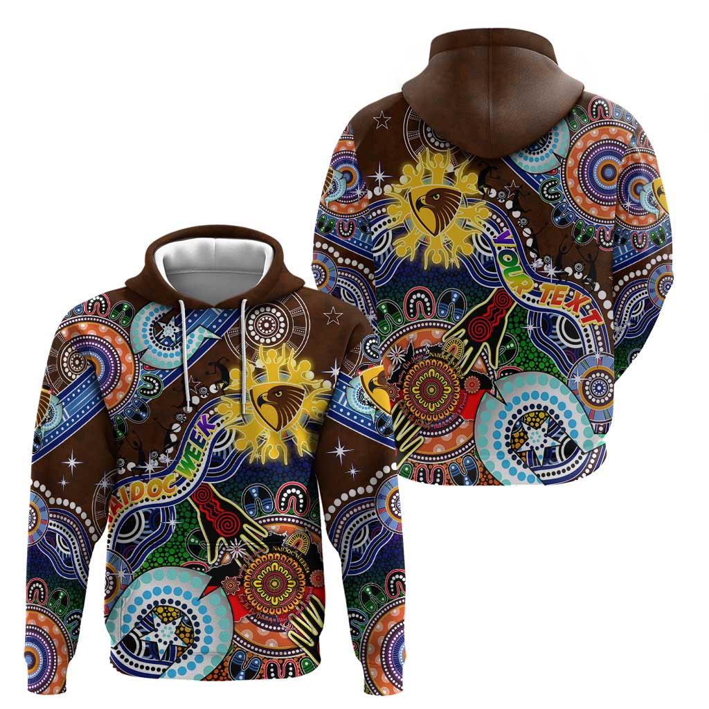 Custom NAIDOC Week 2024 Hawthorn Hawks Hoodie Australia Aboriginal Dot Painting - Vibe Hoodie Shop