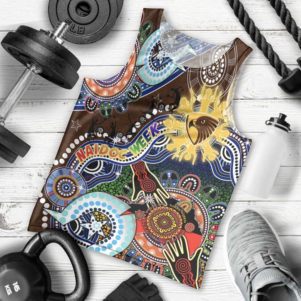 Custom NAIDOC Week 2024 Hawthorn Hawks Men Tank Top Australia Aboriginal Dot Painting - Vibe Hoodie Shop