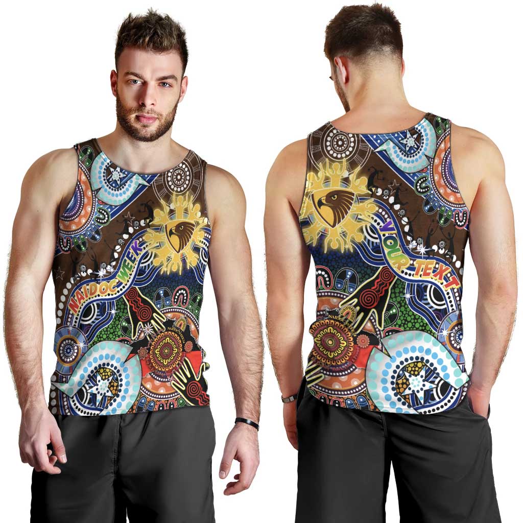 Custom NAIDOC Week 2024 Hawthorn Hawks Men Tank Top Australia Aboriginal Dot Painting - Vibe Hoodie Shop