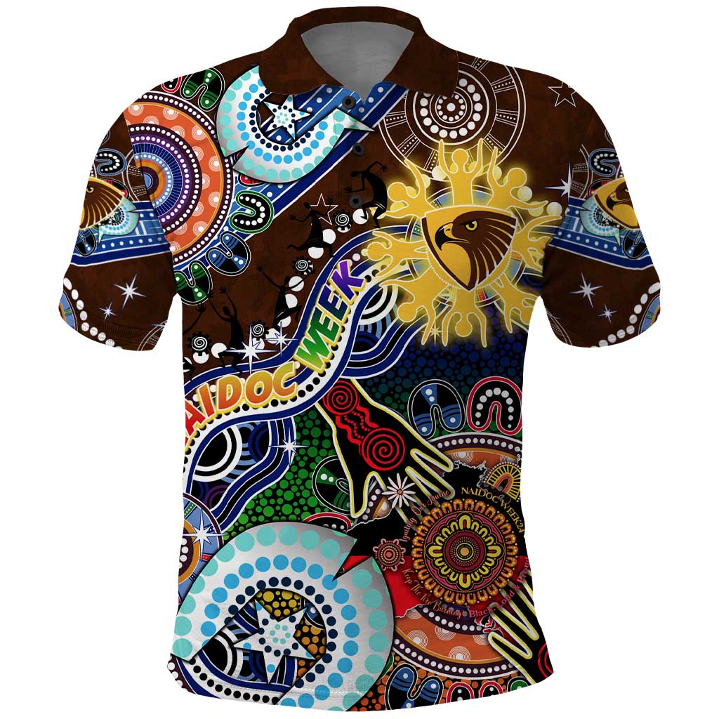 Custom NAIDOC Week 2024 Hawthorn Hawks Polo Shirt Australia Aboriginal Dot Painting - Vibe Hoodie Shop