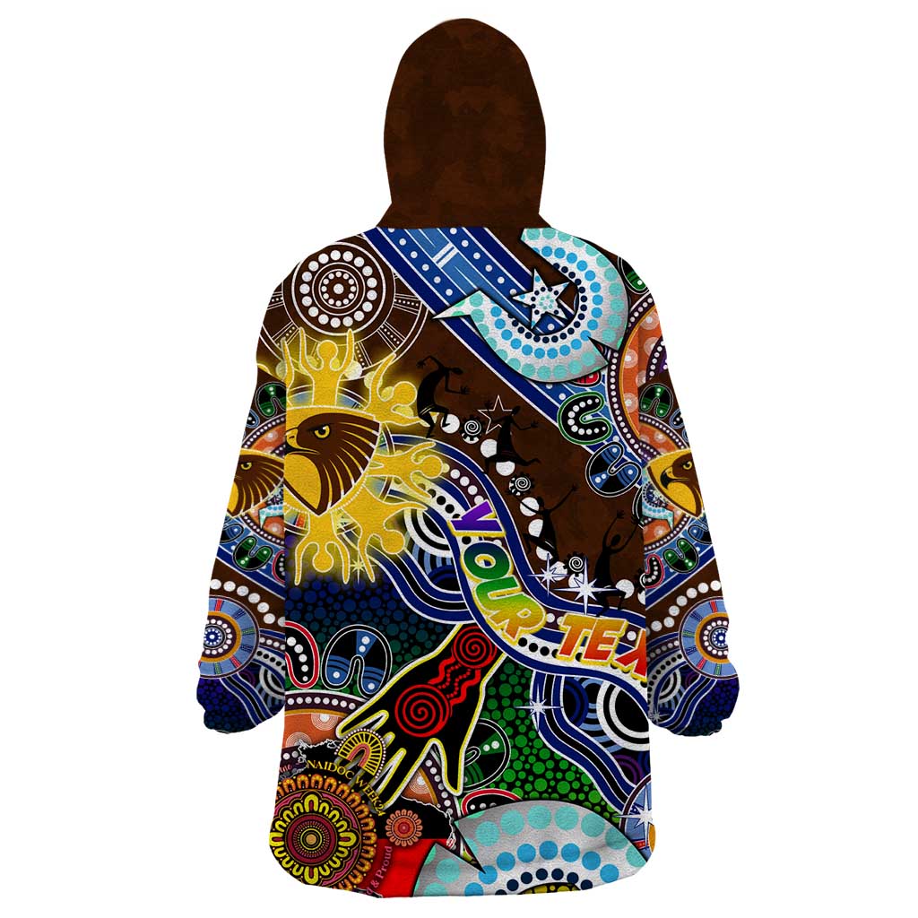 Custom NAIDOC Week 2024 Hawthorn Hawks Wearable Blanket Hoodie Australia Aboriginal Dot Painting - Vibe Hoodie Shop