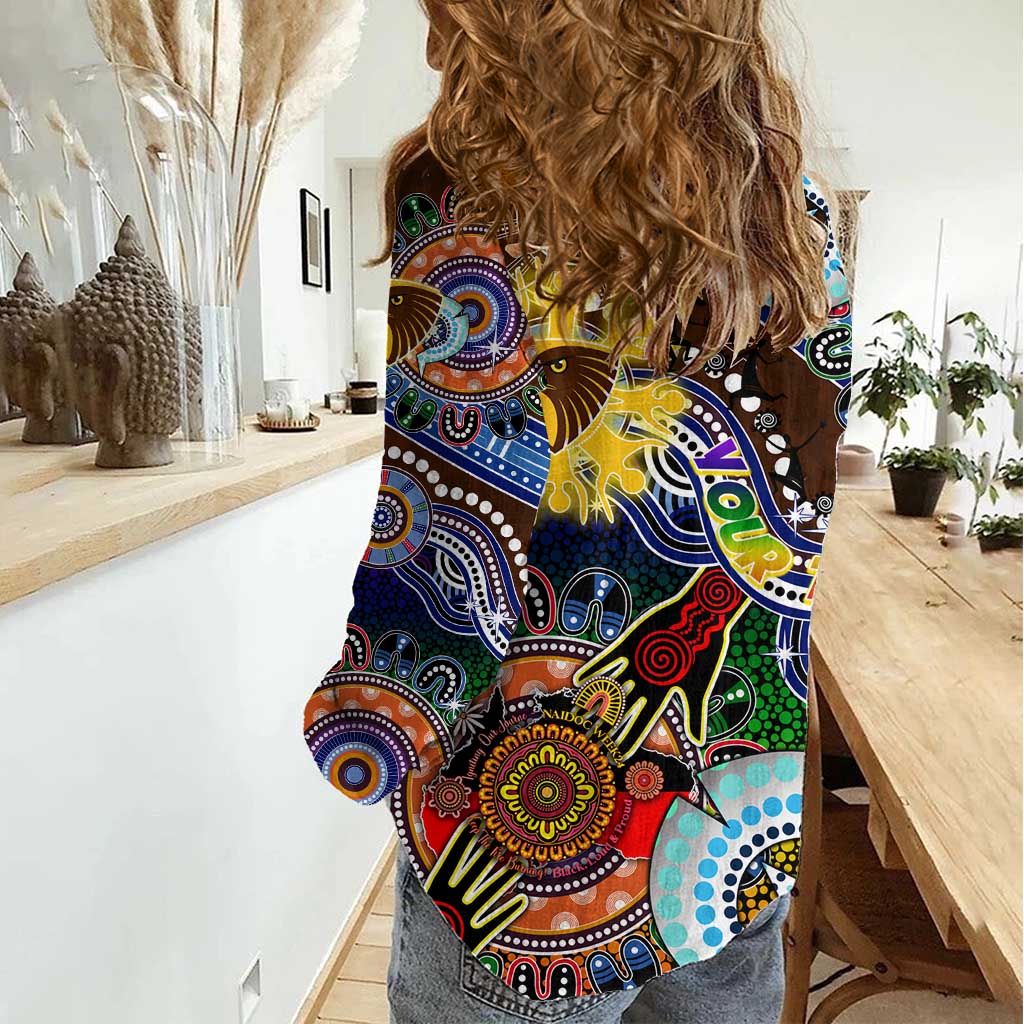 Custom NAIDOC Week 2024 Hawthorn Hawks Women Casual Shirt Australia Aboriginal Dot Painting - Vibe Hoodie Shop