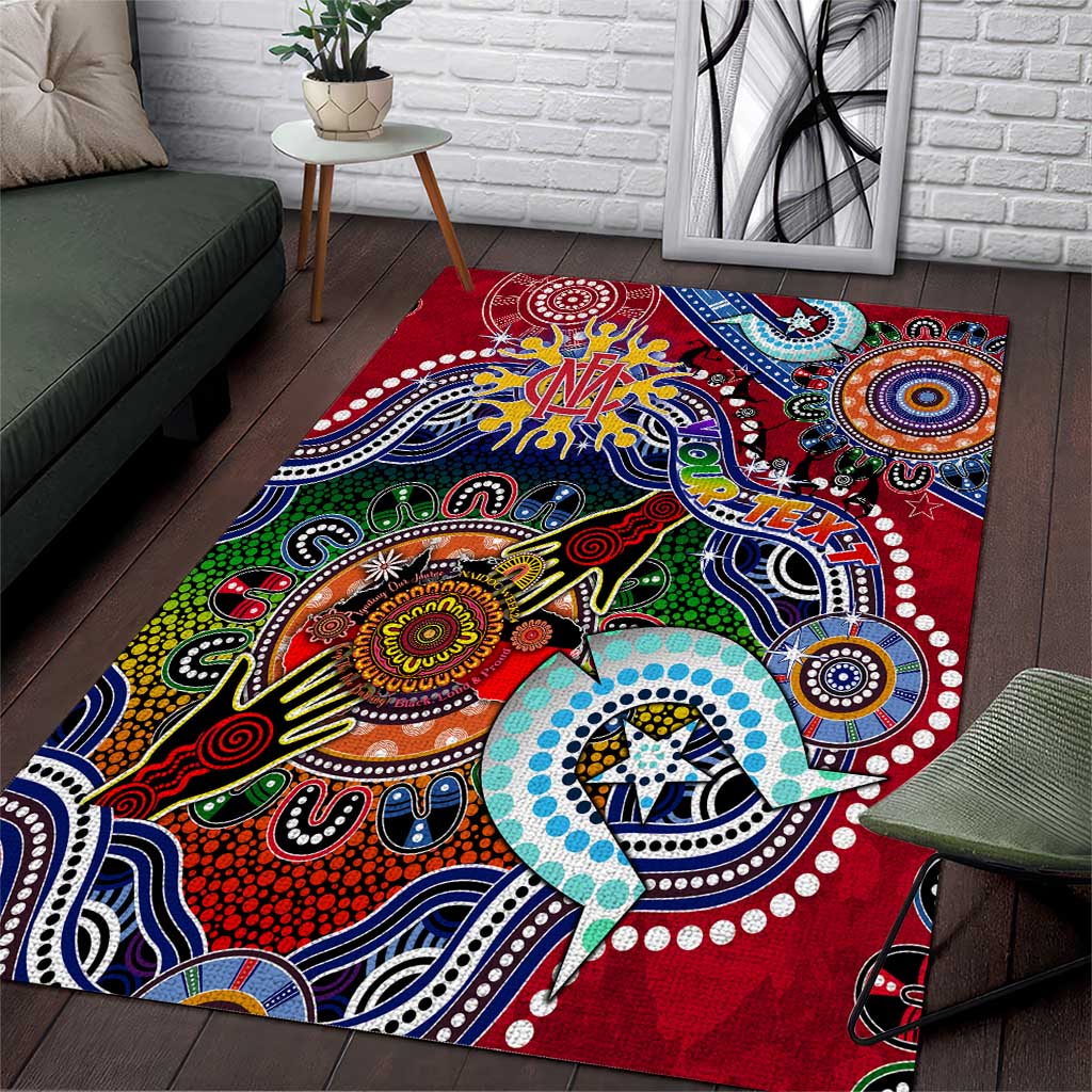 Custom NAIDOC Week 2024 Melbourne Demons Area Rug Australia Aboriginal Dot Painting - Vibe Hoodie Shop