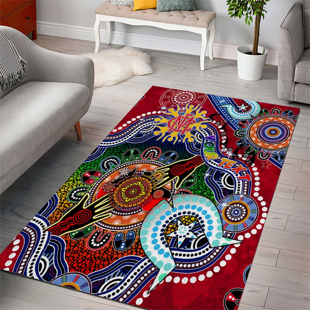 Custom NAIDOC Week 2024 Melbourne Demons Area Rug Australia Aboriginal Dot Painting - Vibe Hoodie Shop