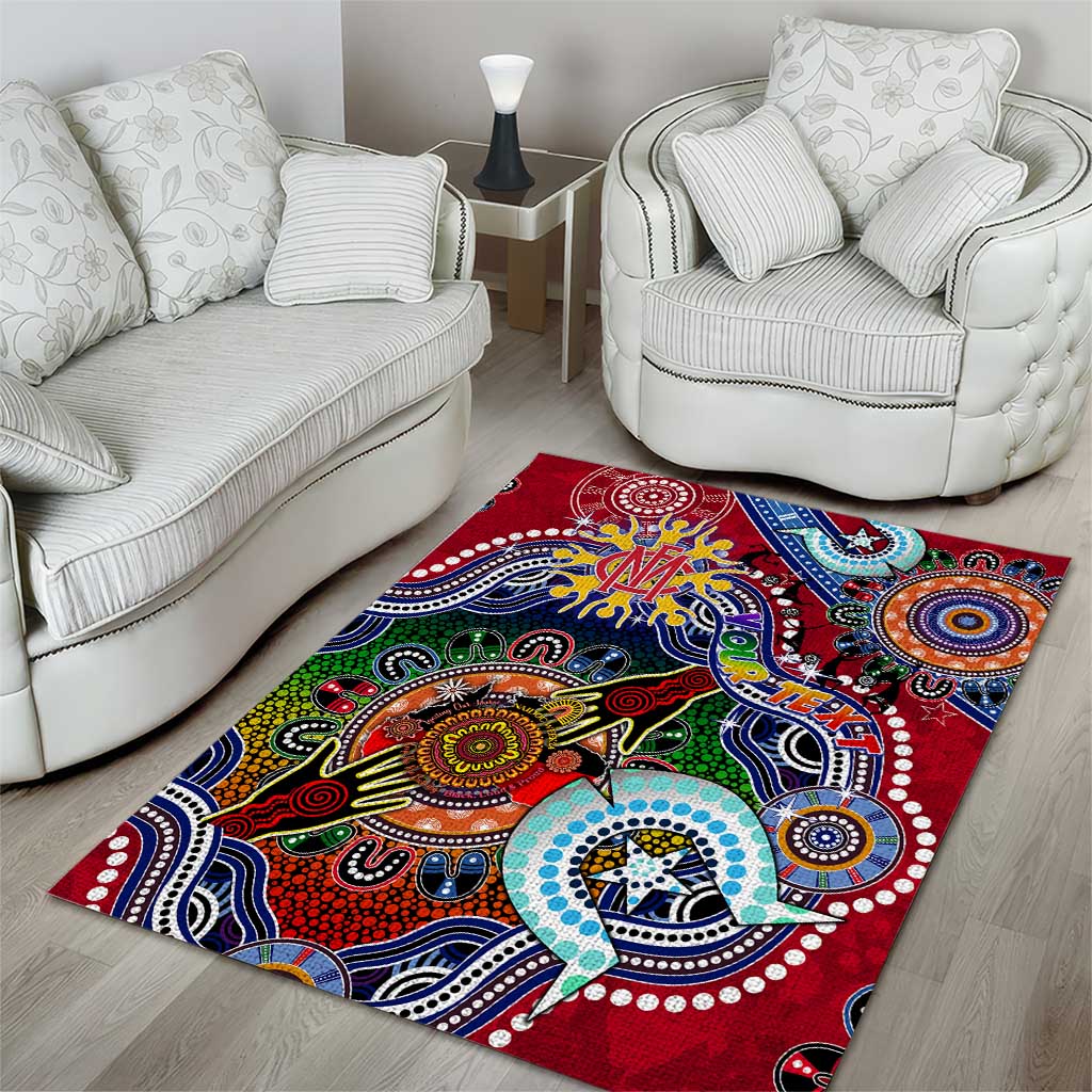 Custom NAIDOC Week 2024 Melbourne Demons Area Rug Australia Aboriginal Dot Painting - Vibe Hoodie Shop