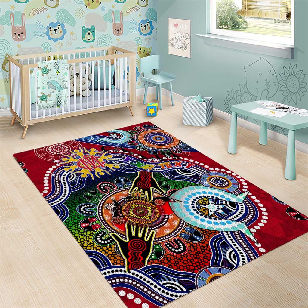 Custom NAIDOC Week 2024 Melbourne Demons Area Rug Australia Aboriginal Dot Painting - Vibe Hoodie Shop