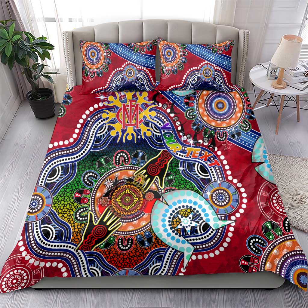 Custom NAIDOC Week 2024 Melbourne Demons Bedding Set Australia Aboriginal Dot Painting - Vibe Hoodie Shop