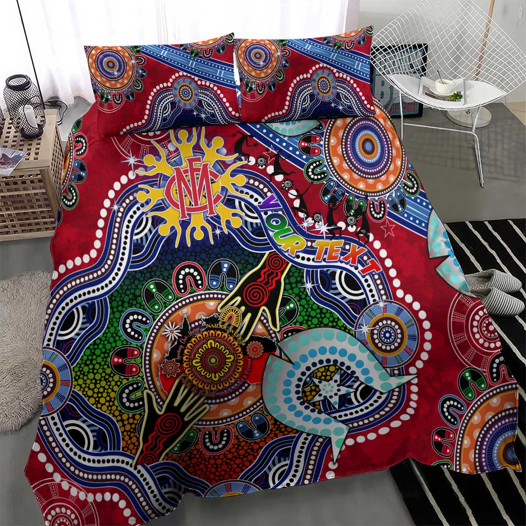 Custom NAIDOC Week 2024 Melbourne Demons Bedding Set Australia Aboriginal Dot Painting - Vibe Hoodie Shop