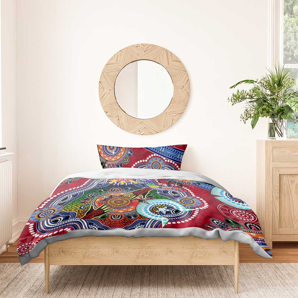 Custom NAIDOC Week 2024 Melbourne Demons Bedding Set Australia Aboriginal Dot Painting - Vibe Hoodie Shop