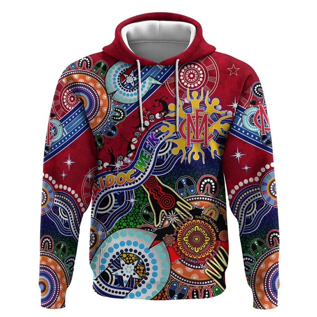 Custom NAIDOC Week 2024 Melbourne Demons Hoodie Australia Aboriginal Dot Painting - Vibe Hoodie Shop