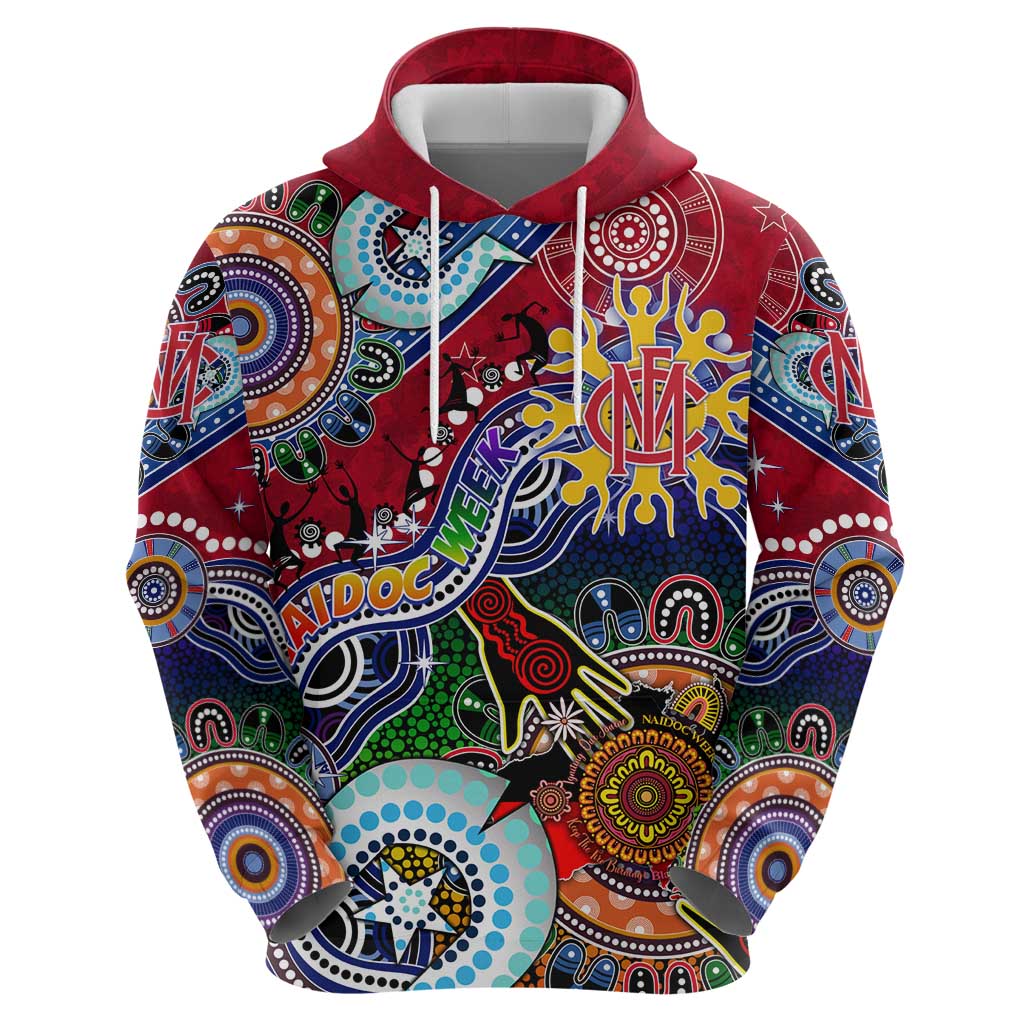 Custom NAIDOC Week 2024 Melbourne Demons Hoodie Australia Aboriginal Dot Painting - Vibe Hoodie Shop