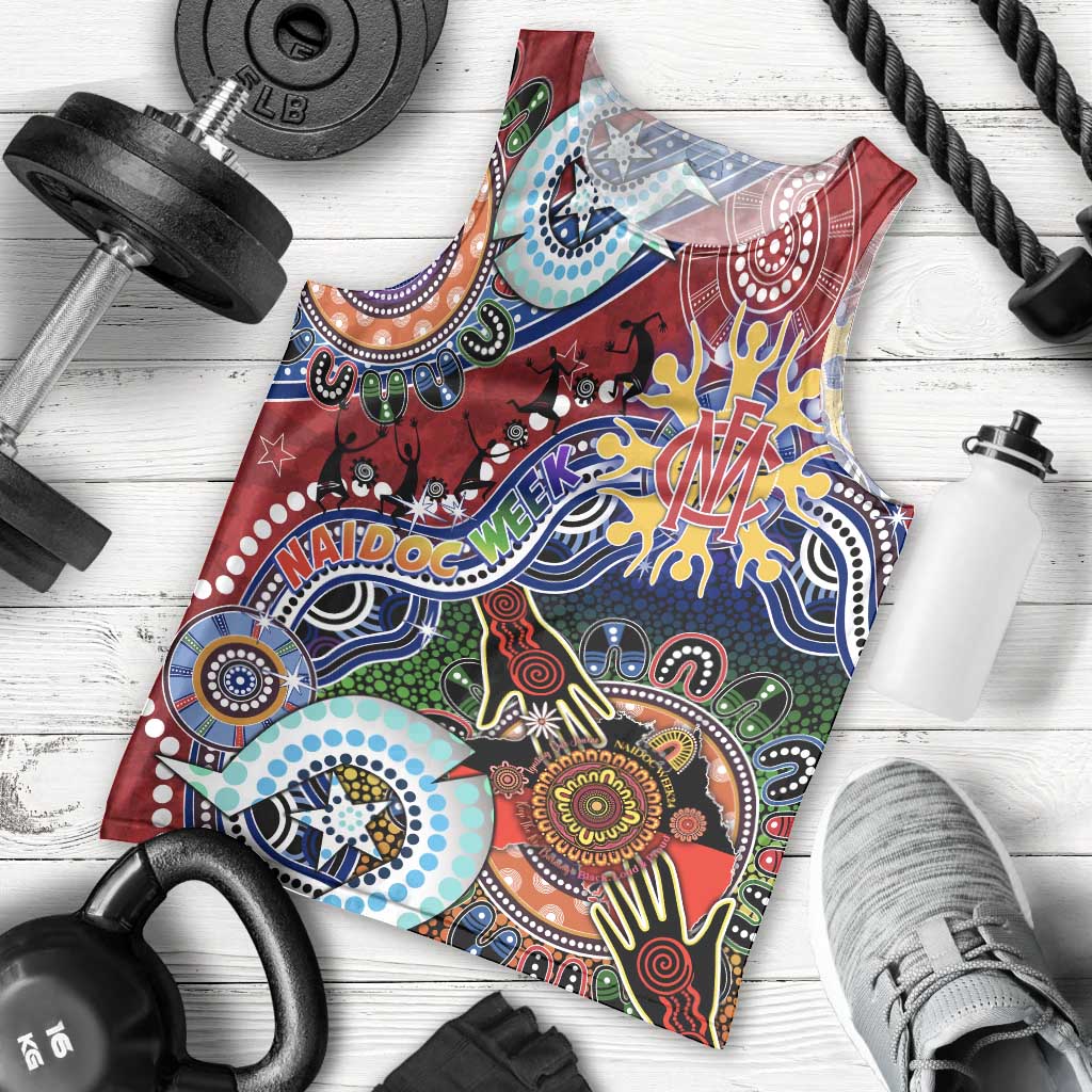Custom NAIDOC Week 2024 Melbourne Demons Men Tank Top Australia Aboriginal Dot Painting - Vibe Hoodie Shop