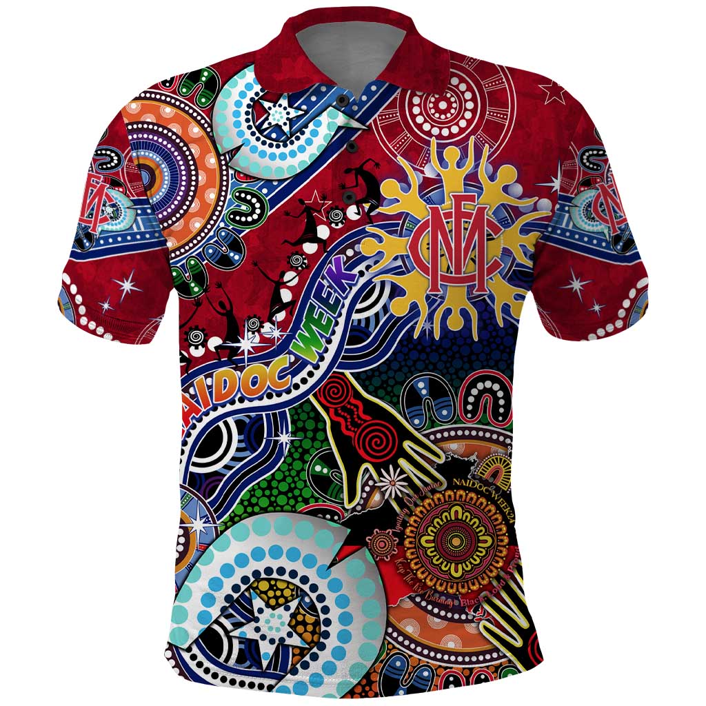 Custom NAIDOC Week 2024 Melbourne Demons Polo Shirt Australia Aboriginal Dot Painting - Vibe Hoodie Shop