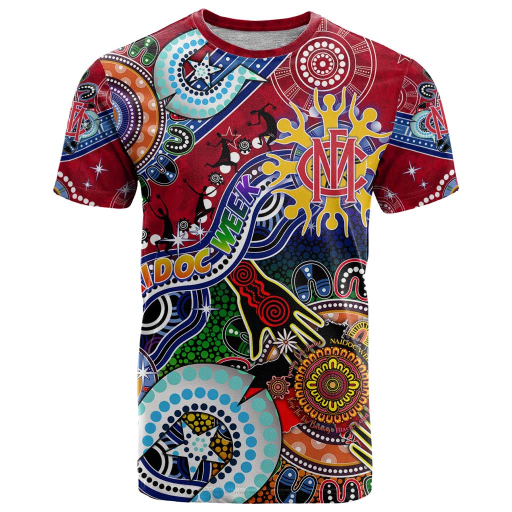 Custom NAIDOC Week 2024 Melbourne Demons T Shirt Australia Aboriginal Dot Painting - Vibe Hoodie Shop