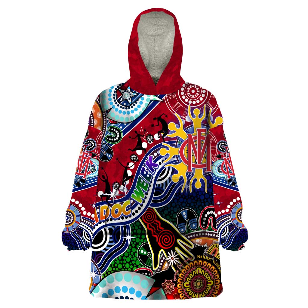 Custom NAIDOC Week 2024 Melbourne Demons Wearable Blanket Hoodie Australia Aboriginal Dot Painting - Vibe Hoodie Shop