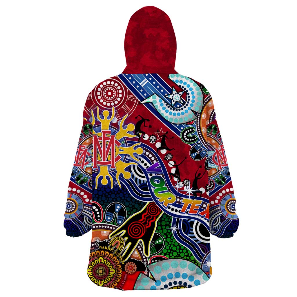 Custom NAIDOC Week 2024 Melbourne Demons Wearable Blanket Hoodie Australia Aboriginal Dot Painting - Vibe Hoodie Shop