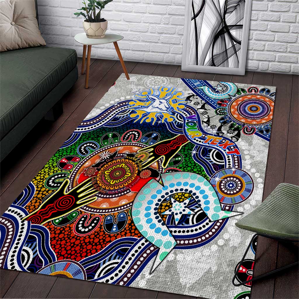 Custom NAIDOC Week 2024 North Melbourne Kangaroos Area Rug Australia Aboriginal Dot Painting - Vibe Hoodie Shop