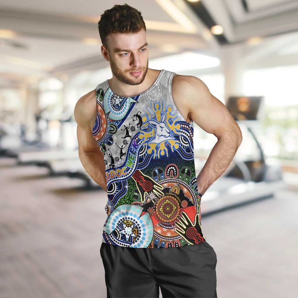 Custom NAIDOC Week 2024 North Melbourne Kangaroos Men Tank Top Australia Aboriginal Dot Painting - Vibe Hoodie Shop