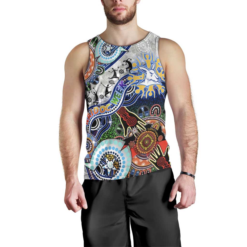Custom NAIDOC Week 2024 North Melbourne Kangaroos Men Tank Top Australia Aboriginal Dot Painting - Vibe Hoodie Shop