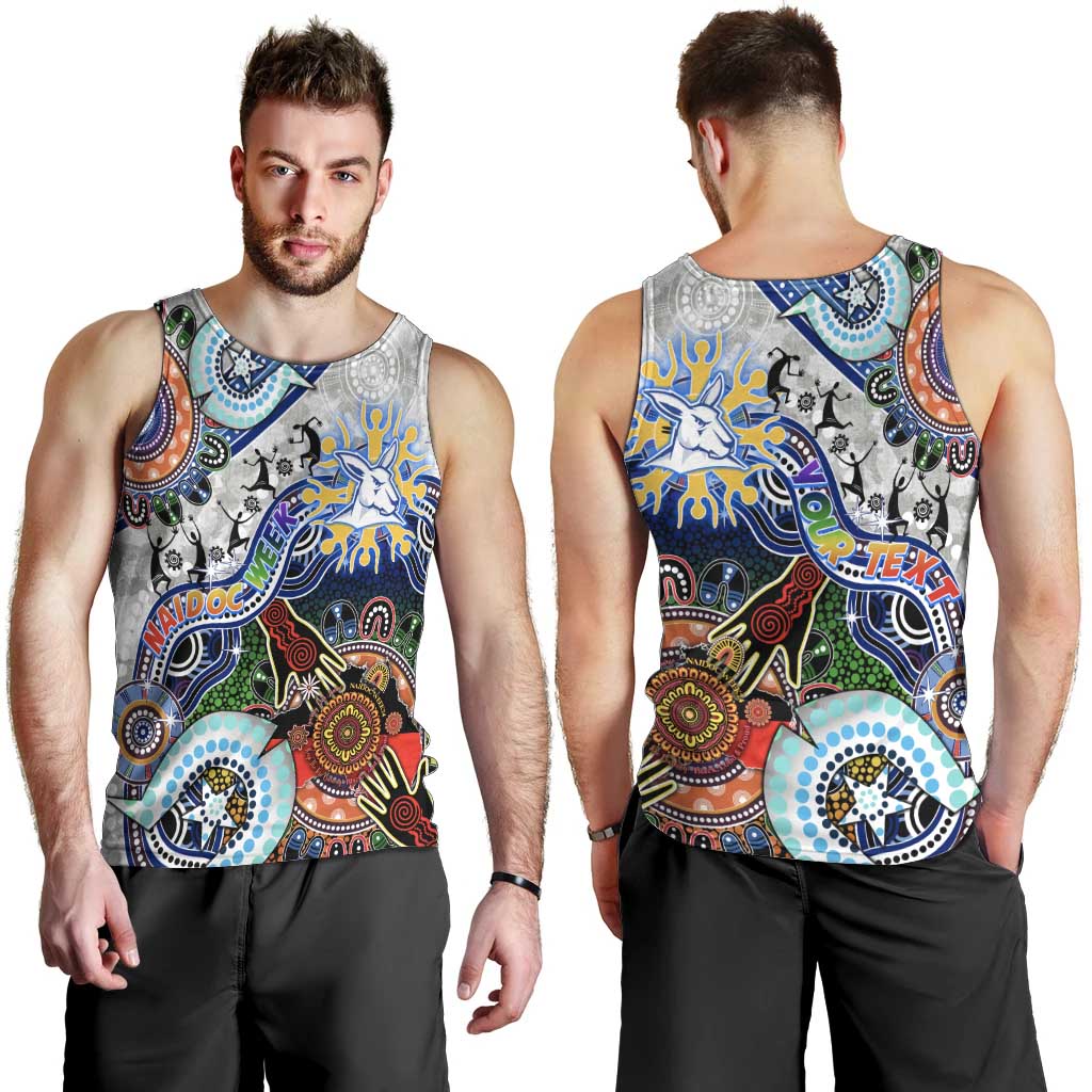 Custom NAIDOC Week 2024 North Melbourne Kangaroos Men Tank Top Australia Aboriginal Dot Painting - Vibe Hoodie Shop