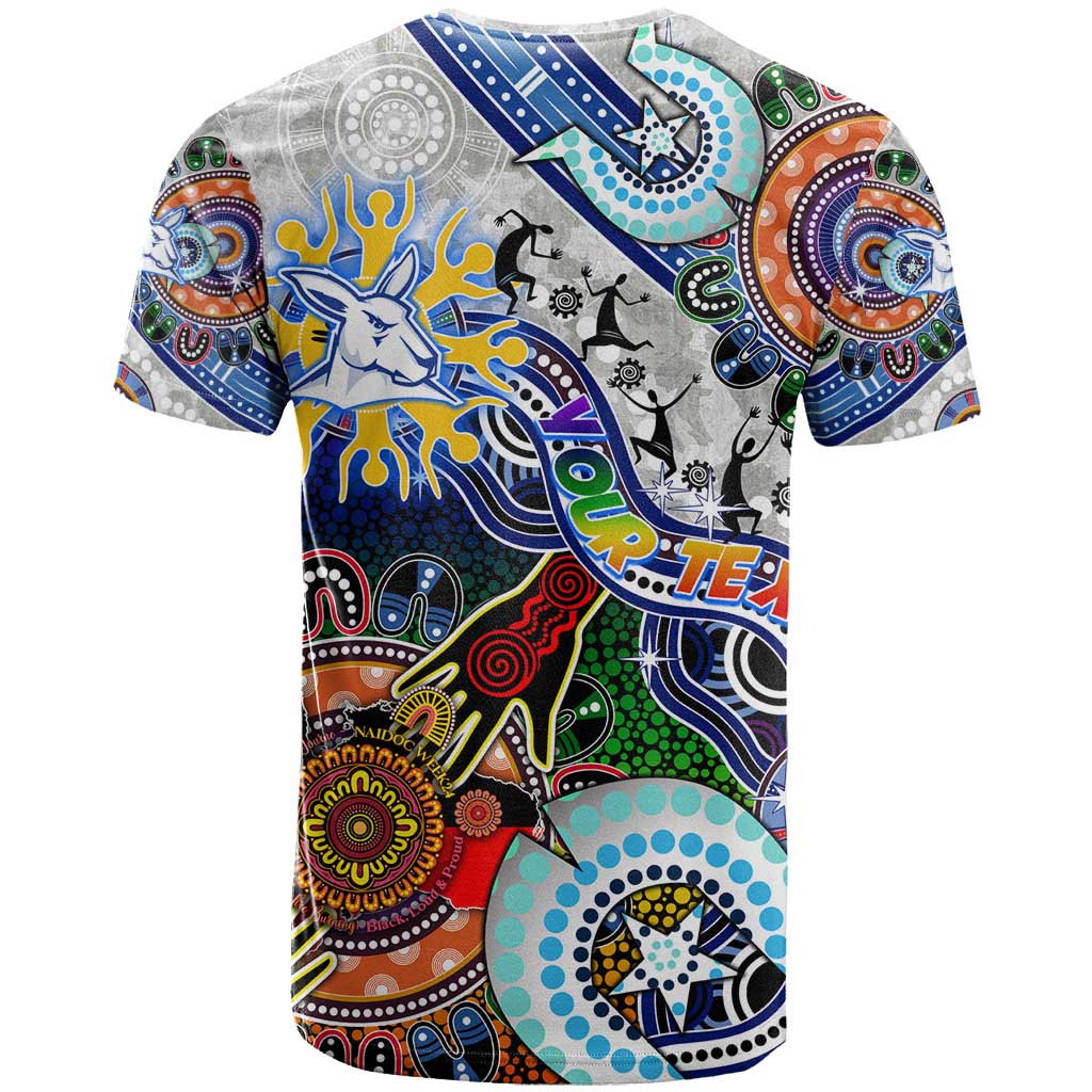 Custom NAIDOC Week 2024 North Melbourne Kangaroos T Shirt Australia Aboriginal Dot Painting - Vibe Hoodie Shop