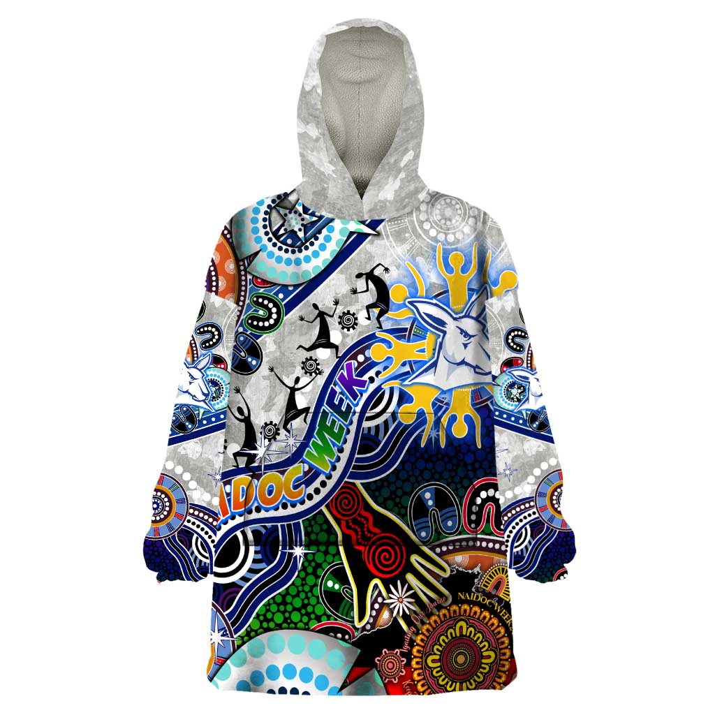 Custom NAIDOC Week 2024 North Melbourne Kangaroos Wearable Blanket Hoodie Australia Aboriginal Dot Painting - Vibe Hoodie Shop