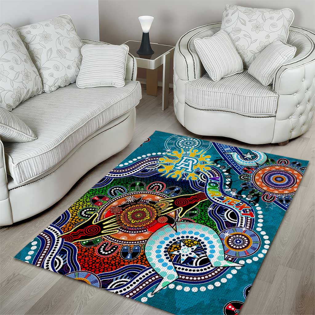 Custom NAIDOC Week 2024 Port Adelaide Power Area Rug Australia Aboriginal Dot Painting - Vibe Hoodie Shop